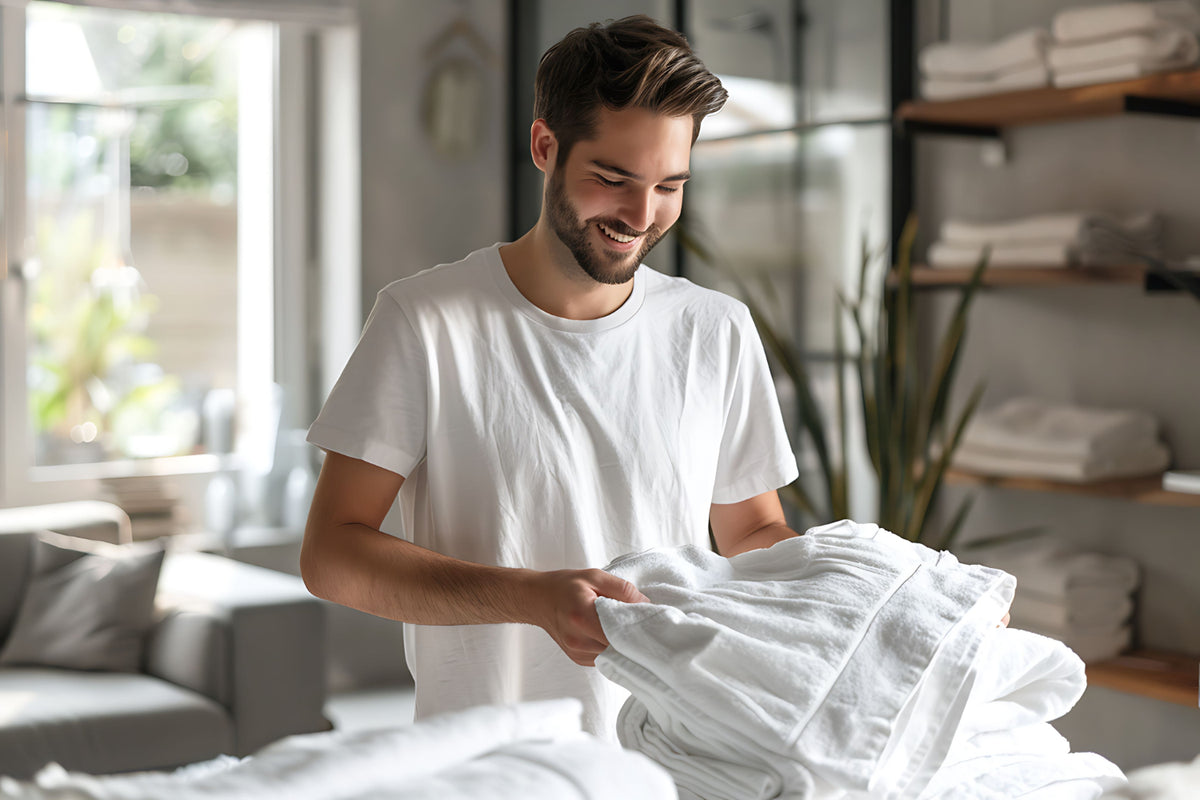 Textile de casă pliate, pregătite pentru depozitare