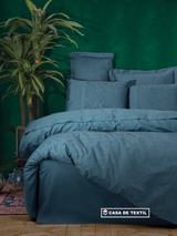 CottonBox Lenjerie de pat satinată pentru 2 persoane – 100% Bumbac Jacquard de înaltă calitate