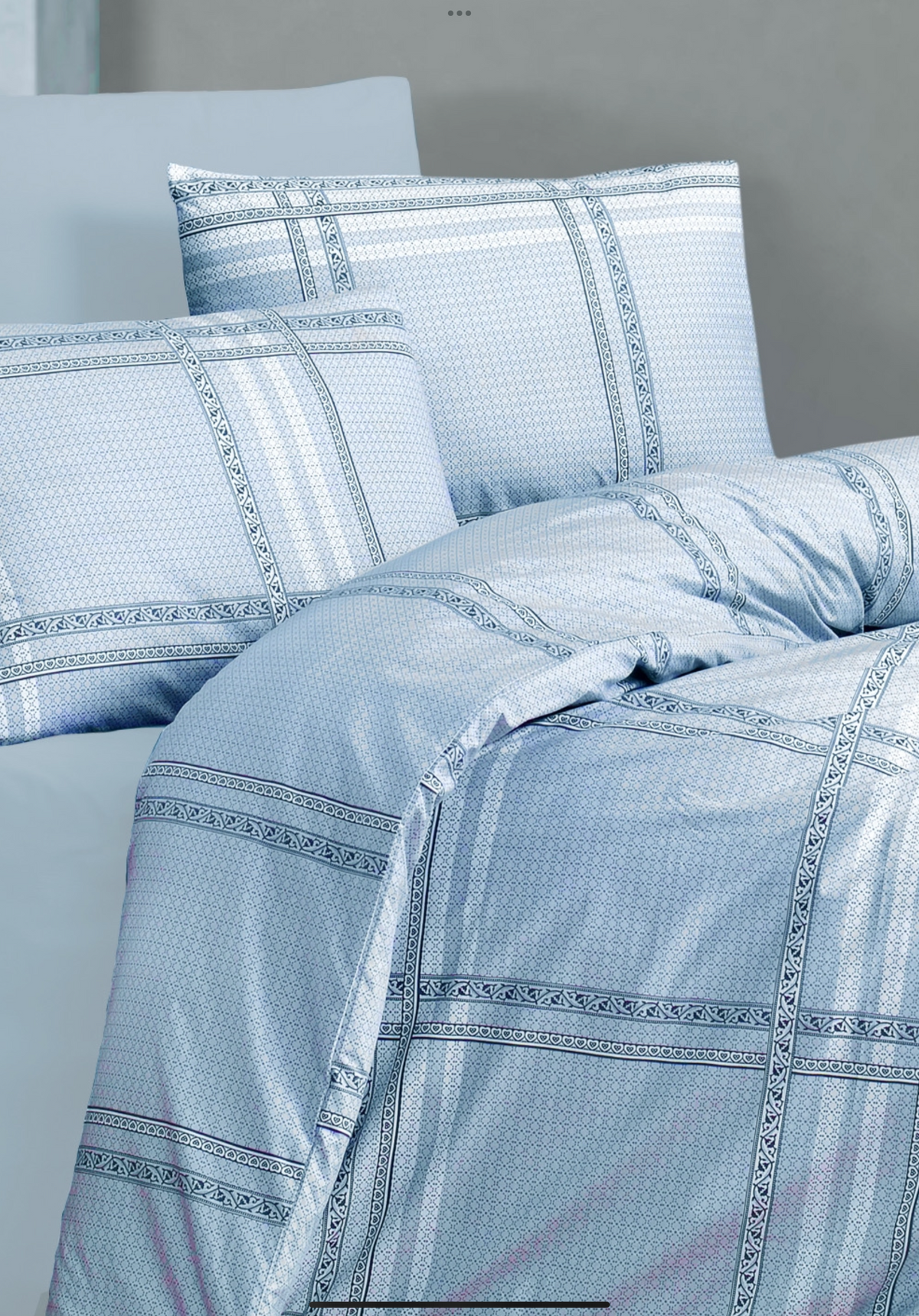 Lenjerie de pat Bumbac Ranforce 100% Albastru Deschis 011 - imagine 2