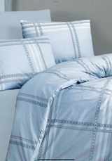 Lenjerie de pat Bumbac Ranforce 100% Albastru Deschis 011 - imagine 2