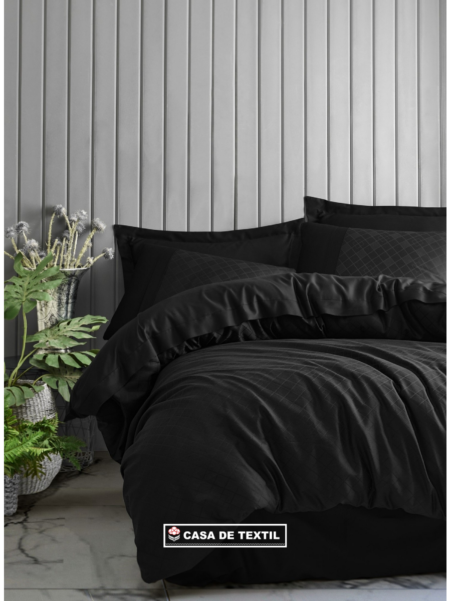 CottonBox Lenjerie de pat satinată pentru 2 persoane - 100% Bumbac Jacquard de înaltă calitate