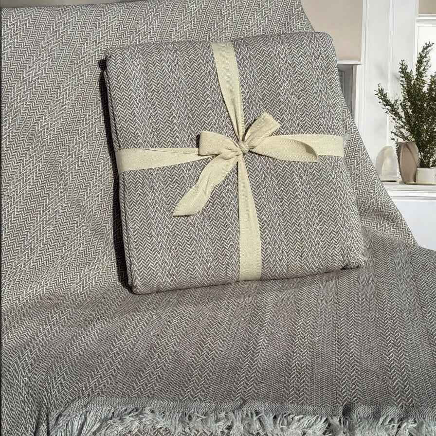 Pătură de Lux din Bumbac Zigzag Maro