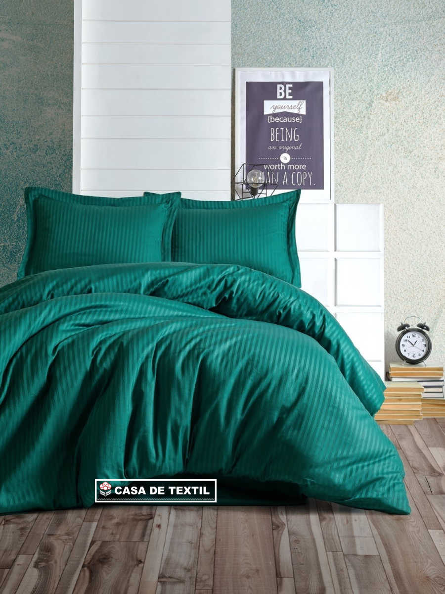 CottonBox Lenjerie de pat pentru 2 persoane – 100% Bumbac Satinat de înaltă calitate
