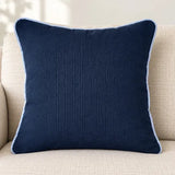 Față de pernă decorativă 45x45 bleumarin uni cu margine bleu