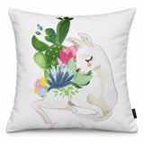 Față de pernă decorativă 45x45 cu lamă și cactuși înfloriți