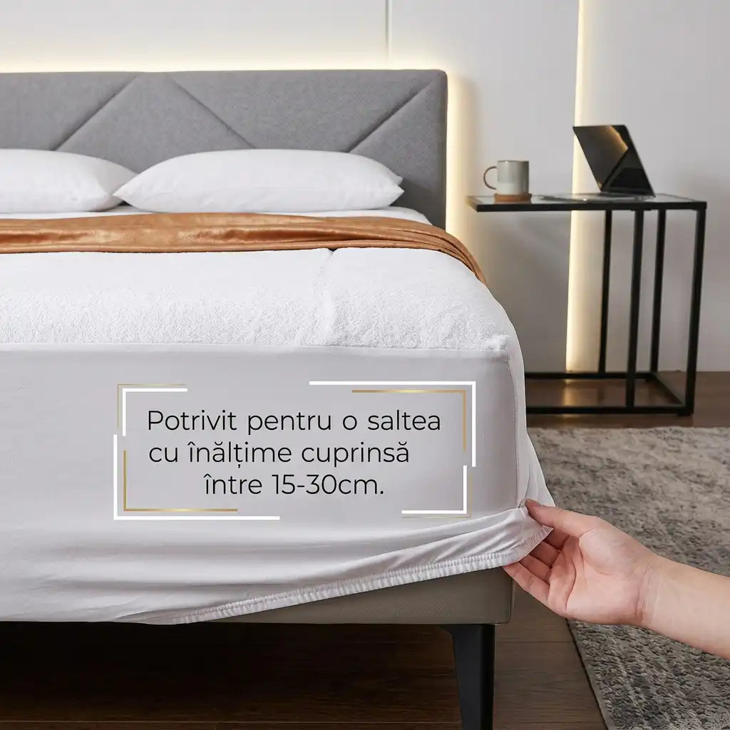 Protecție saltea din bumbac pentru saltele cu înălțimea de 15–30 cm