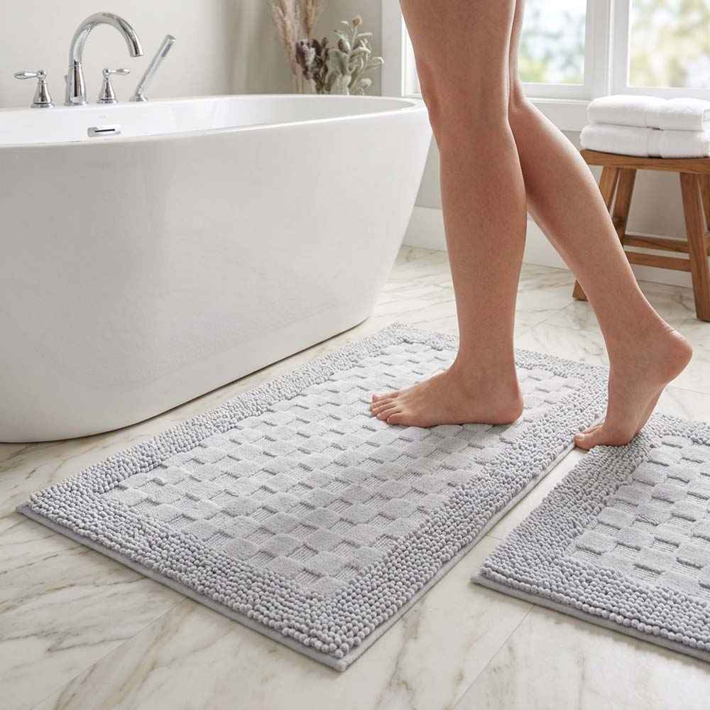Set covoare de baie din 100% bumbac - Gri Deschis