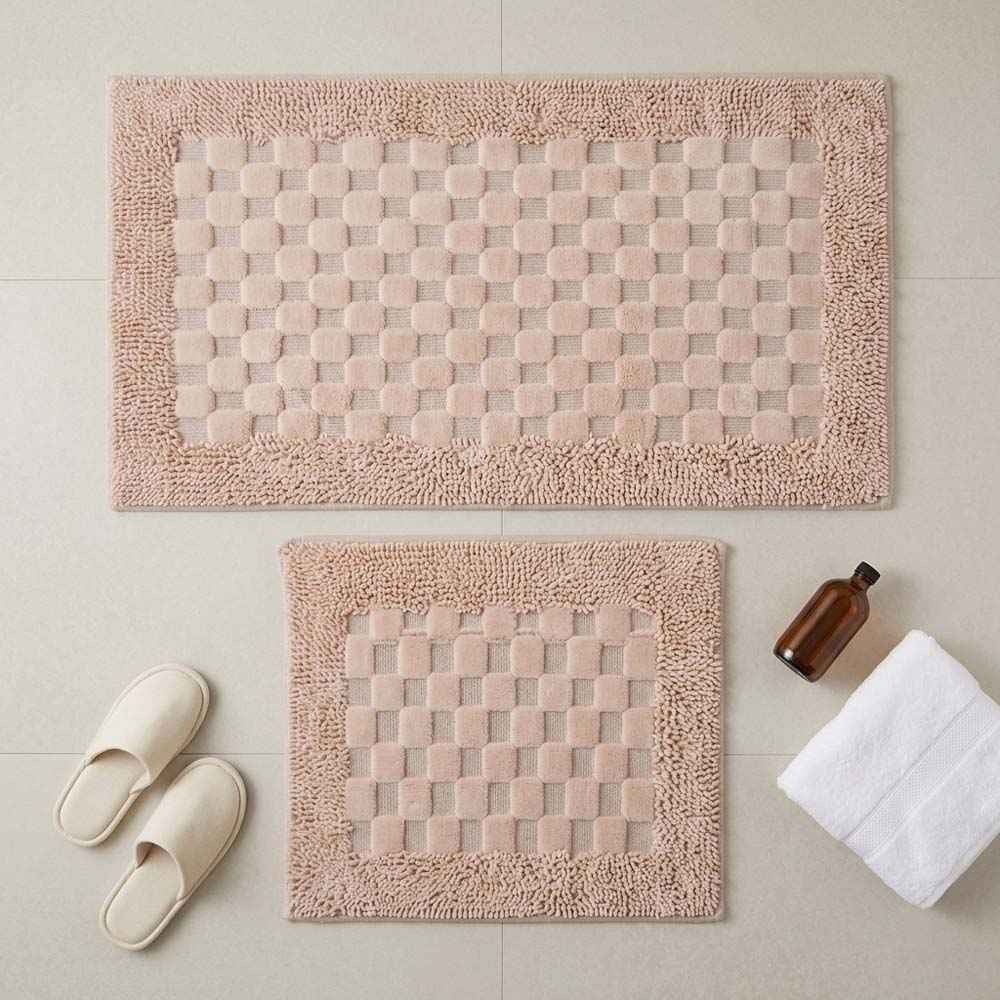 Set covoare de baie din 100% bumbac - Roz Pudră