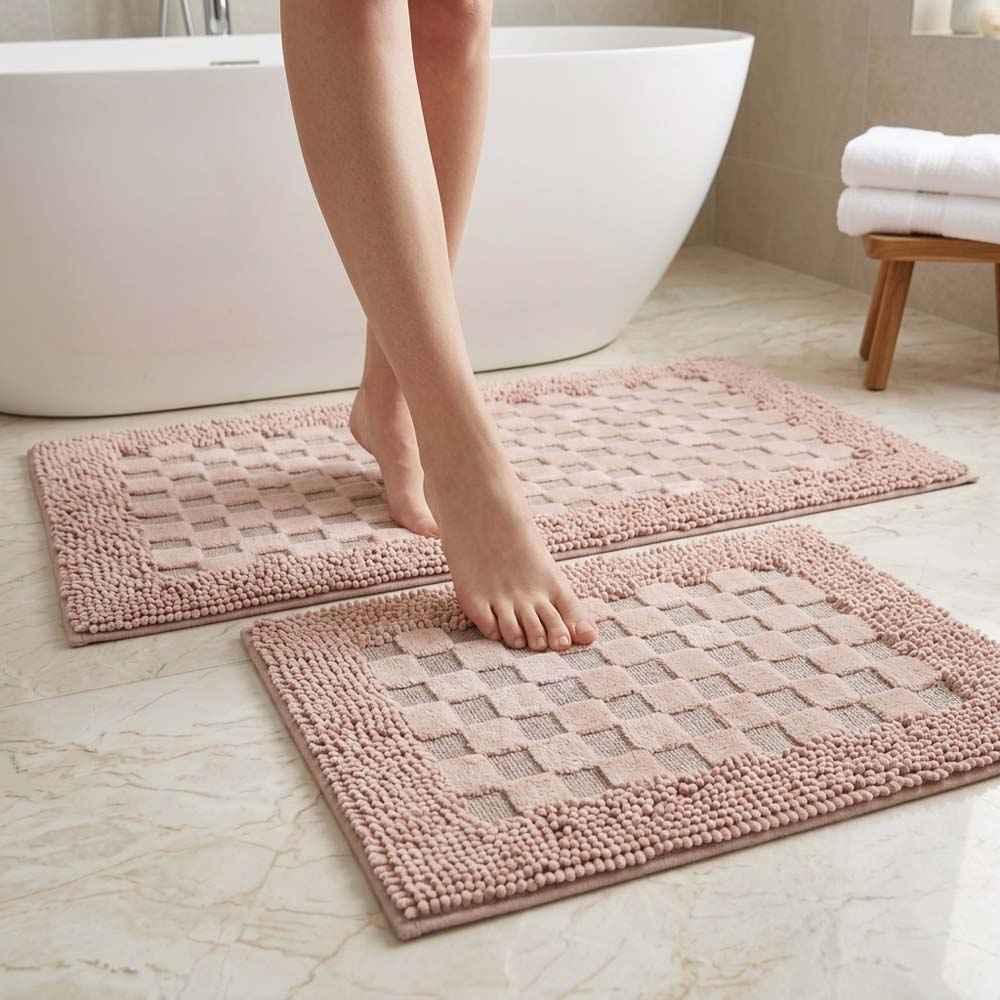 Set covoare de baie din 100% bumbac - Roz Pudră