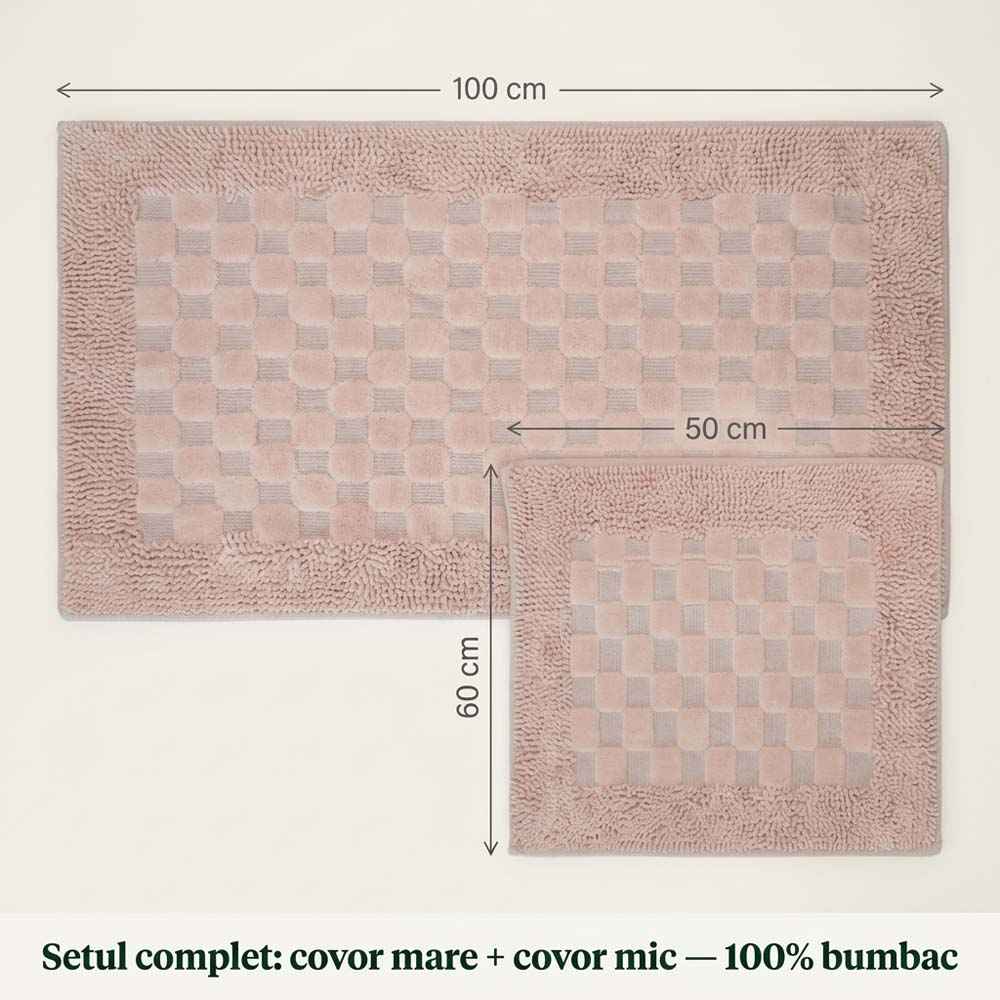 Set covoare de baie din 100% bumbac - Roz Pudră