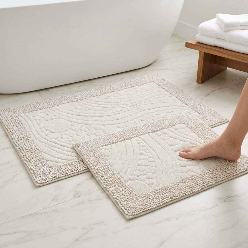 Set covoare de baie din 100% bumbac - Crem deschis