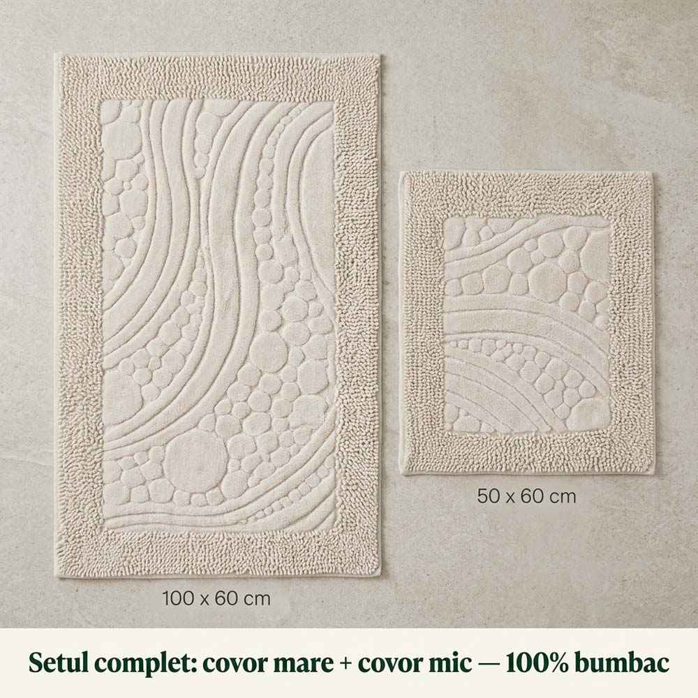 Set covoare de baie din 100% bumbac - Crem deschis