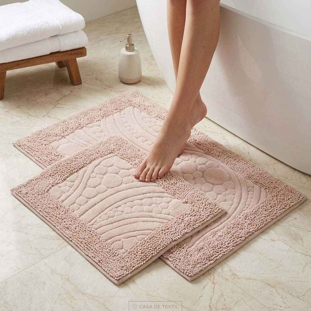 Set covoare de baie din 100% bumbac - Roz Pudră