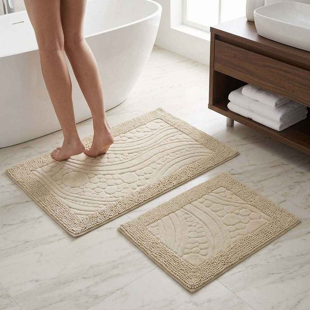 Set covoare de baie din 100% bumbac - Bej