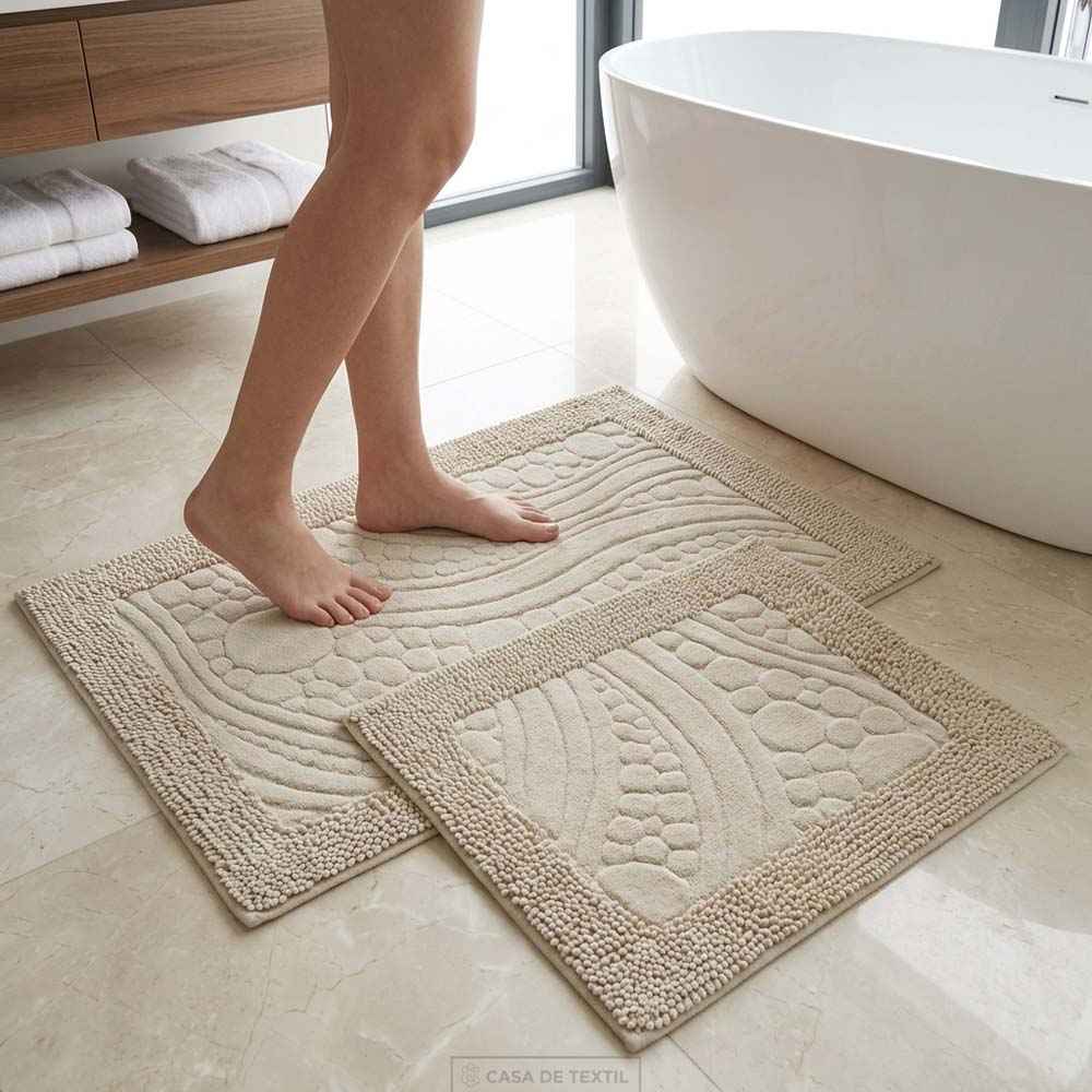 Set covoare de baie din 100% bumbac - Bej