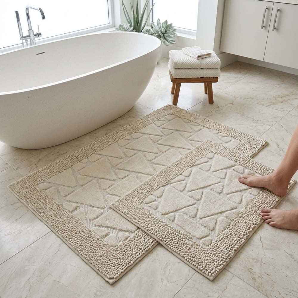 Set covoare de baie din 100% bumbac - Bej