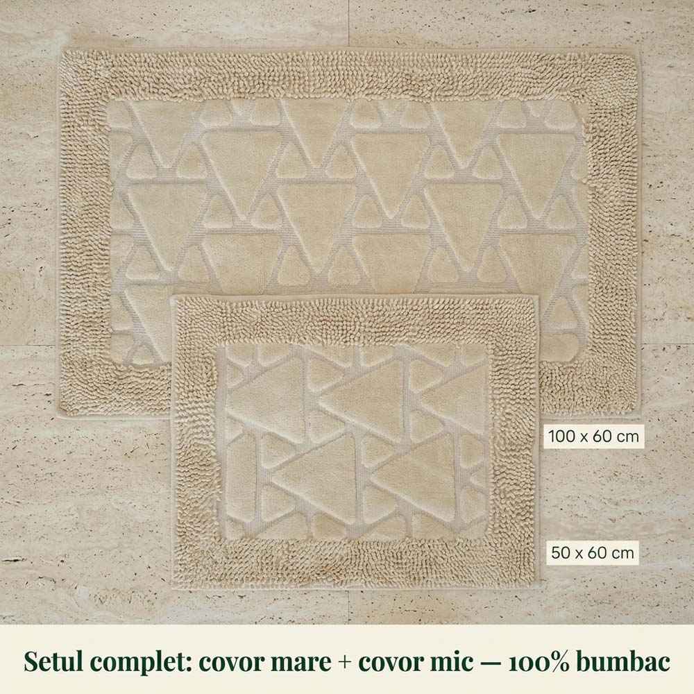 Set covoare de baie din 100% bumbac - Bej