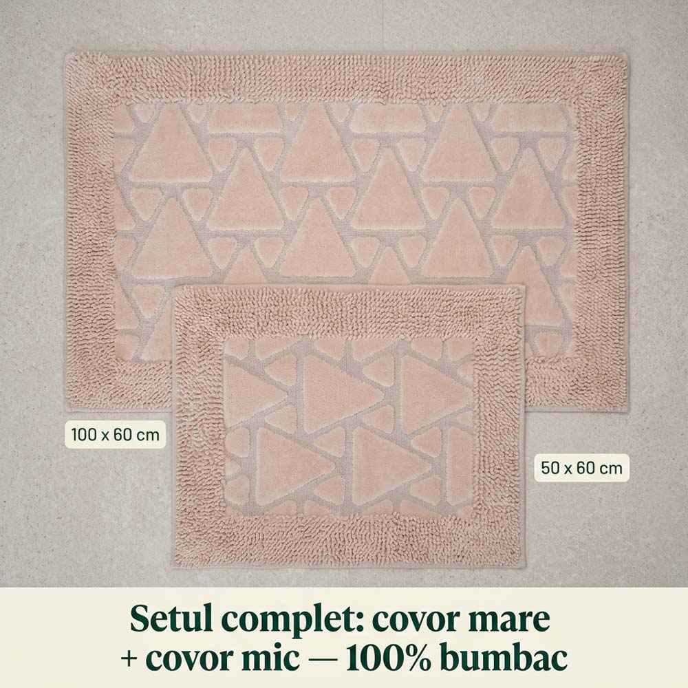 Set covoare de baie din 100% bumbac - Roz Pudră